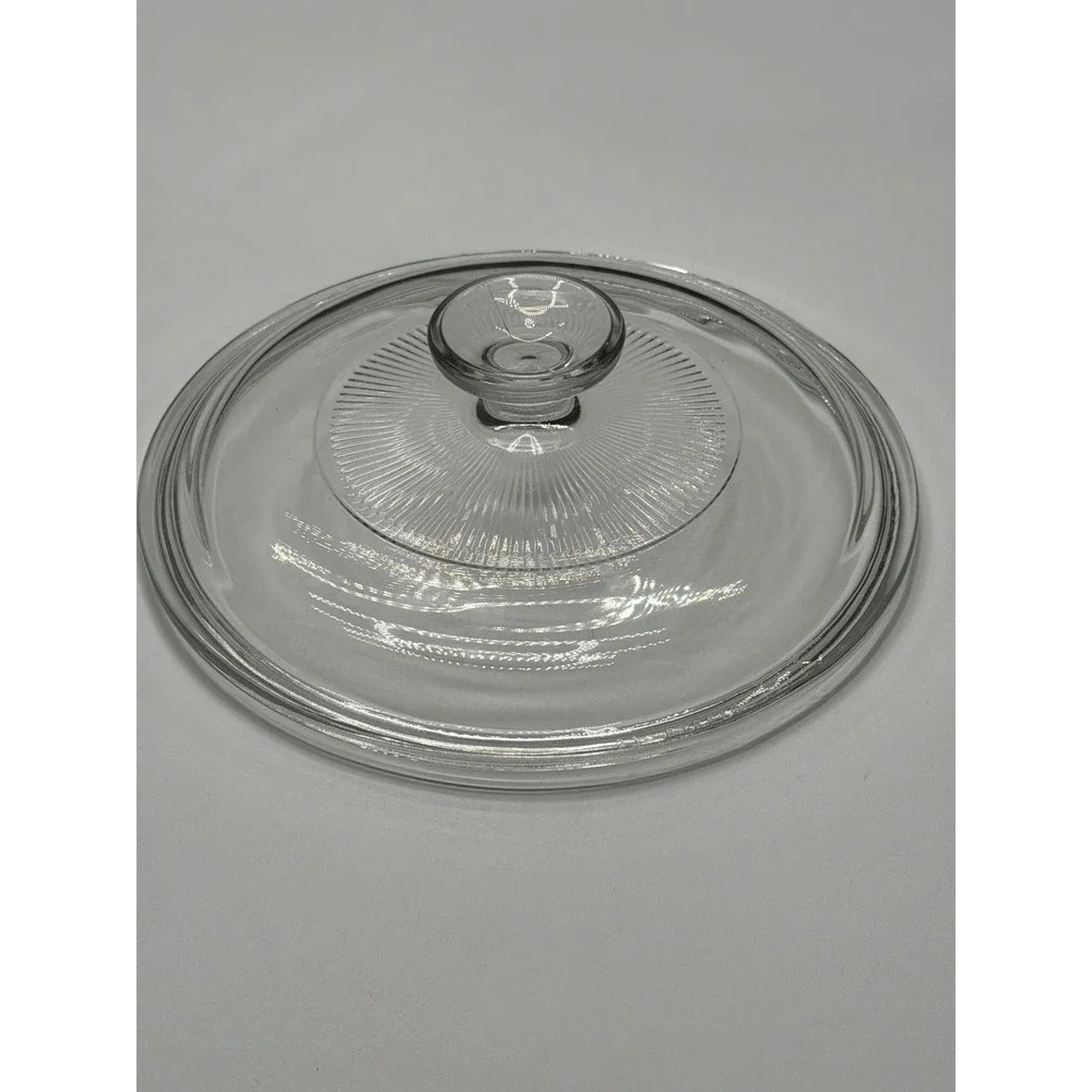 Clear Glass Pot Lid Replacement With Knob‎ Ribbed Design Pyrex G5C